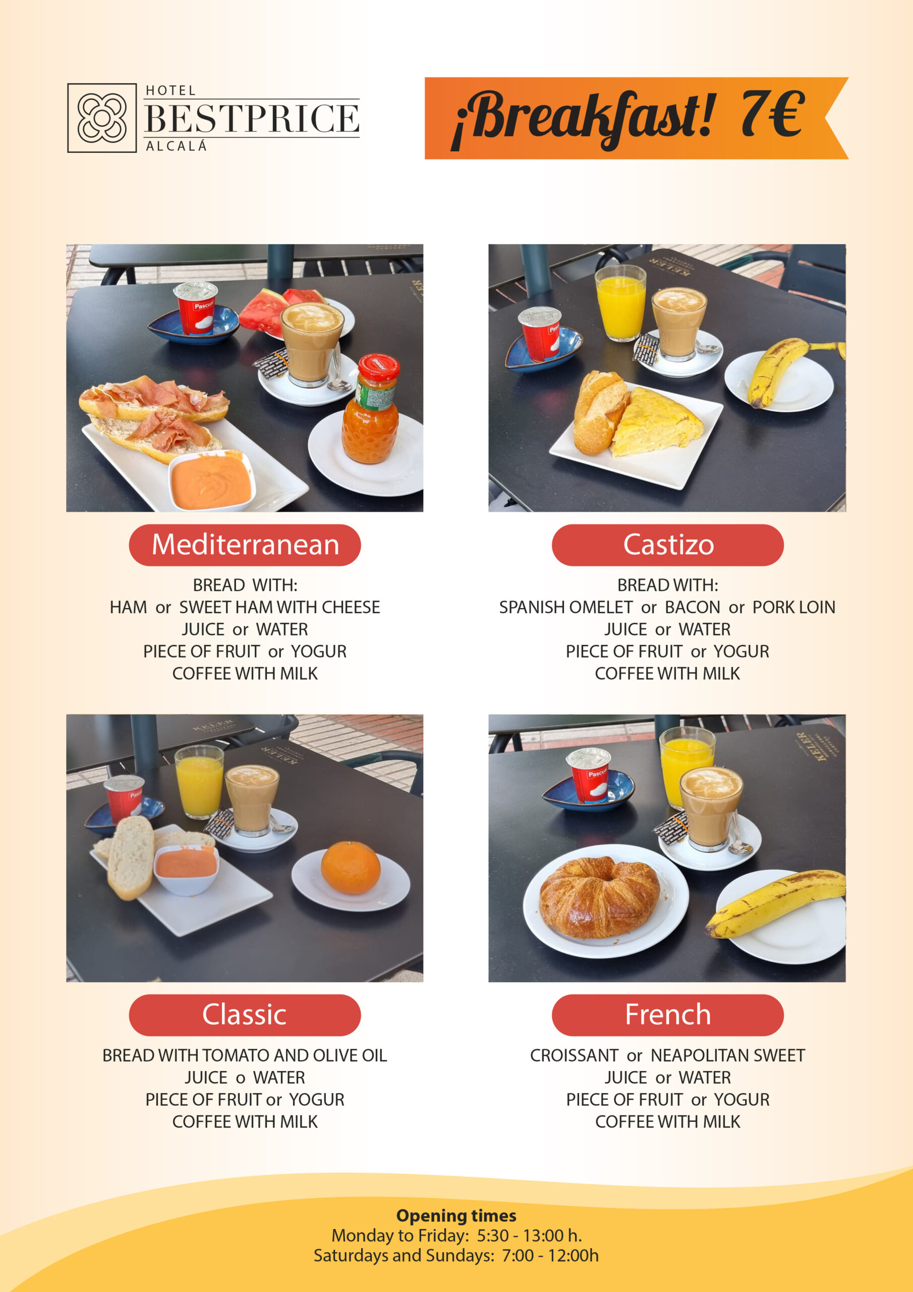 Menu desayuno Hotel Bestprice (Los Almendros 508)